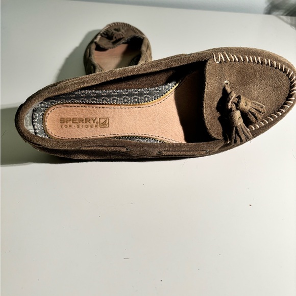 Sperry soft suede leather Top sliders in Olive Size 7 - Picture 4 of 7